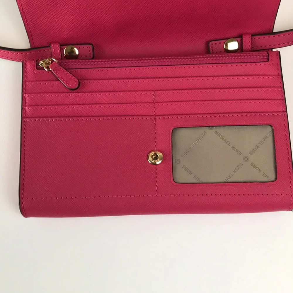 Michael Kors Jet Set Saffiano Leather Convertible Crossbody Clutch Bag